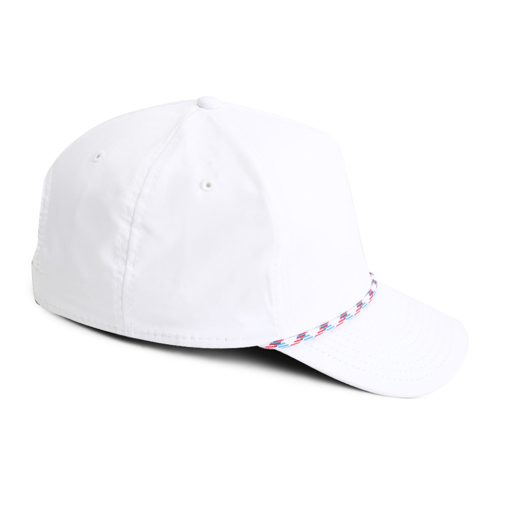 “The Lone Star” Performance Rope Hat (White with Light Blue & Red)